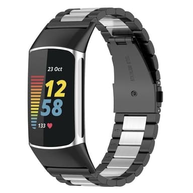 Rustfritt stål armbånd Fitbit Charge 5 - Svart/sølv