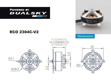 Dualsky eco 2304c v2 1450kv 22gram indoor