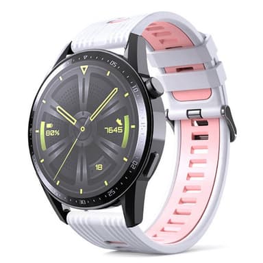 Twin RIB Armbånd Huawei Watch GT3 (46mm) - Hvit/rosa