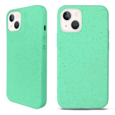 Miljøvennlig ekte lær iPhone 13 deksel -  Mint Green