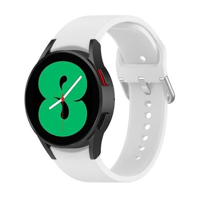 Silikonarmband Samsung Galaxy Watch 4 Vit med Silverspänne