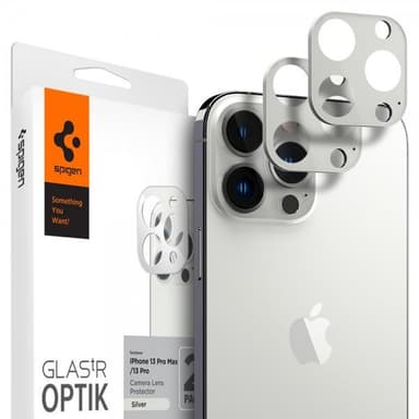 Spigen iPhone 13 Pro/iPhone 13 Pro Max Linsebeskyttelse Glas.tR Optik 2-pack Sølv
