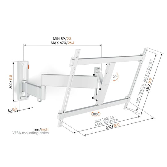 Vogels COMFORT Full Motion+ TV veggfeste TVM3645 (hvit)