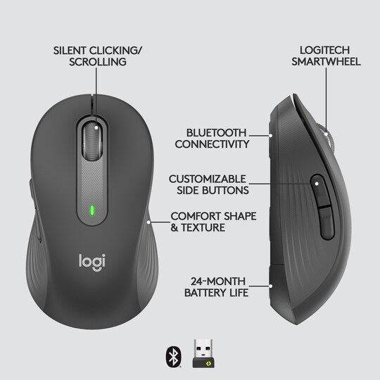 Logitech Signature M650 Large Wireless Mouse (grafitt)