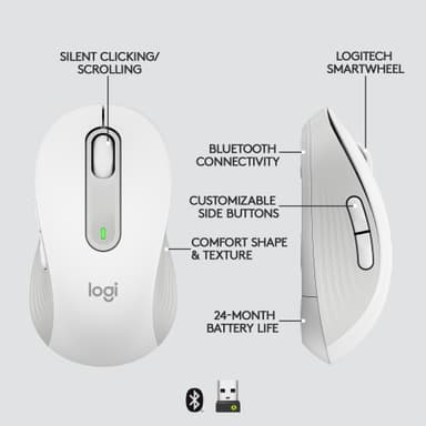 Logitech Signature M650 Large Wireless Mouse (hvit)