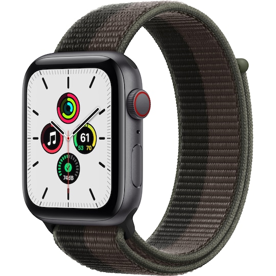 Apple Watch SE 44 mm - LTE (stellargrå alu/tornadogrå sportsreim)