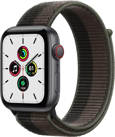 Apple Watch SE 44 mm - LTE (stellargrå alu/tornadogrå sportsreim)