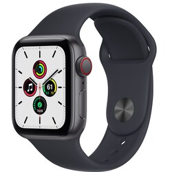 Apple Watch SE 44 mm - LTE (stellargrå alu/midnatt sportsreim)