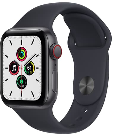 Apple Watch SE 44 mm - LTE (stellargrå alu/midnatt sportsreim)