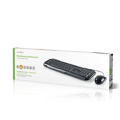 Kablet mus og tastatur, sett | Mus med 800 DPI | Tysk oppsett