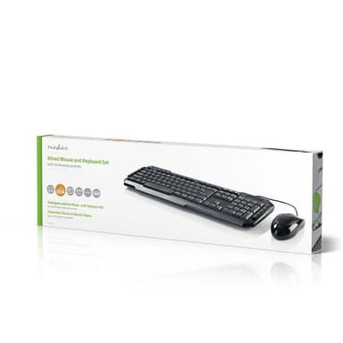 Kablet mus og tastatur, sett | Mus med 800 DPI | US International