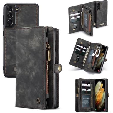 Multi-lommebok CaseMe 11-kort Samsung Galaxy S22  - Svart / grå
