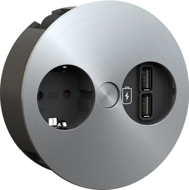Epoq Twist strømuttak med USB porter (rustfritt stål)