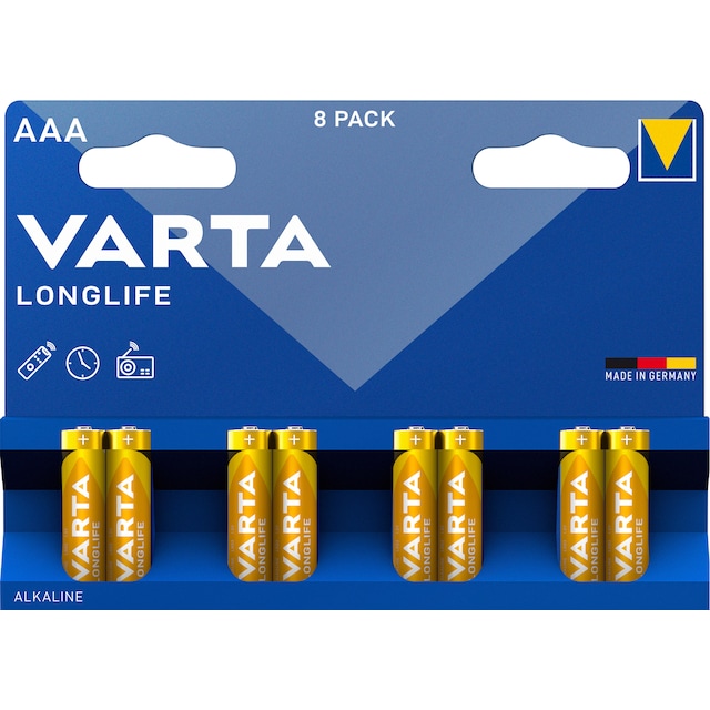 Varta Longlife AAA batteri (8-pakk)