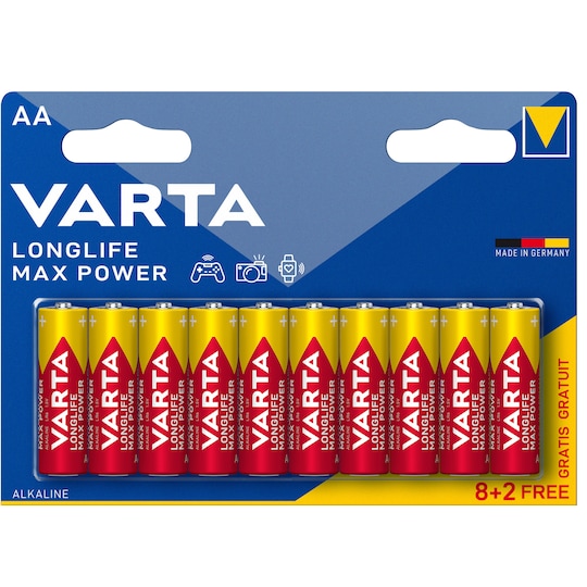 Varta Longlife Max Power AA batteri (10-pakk)