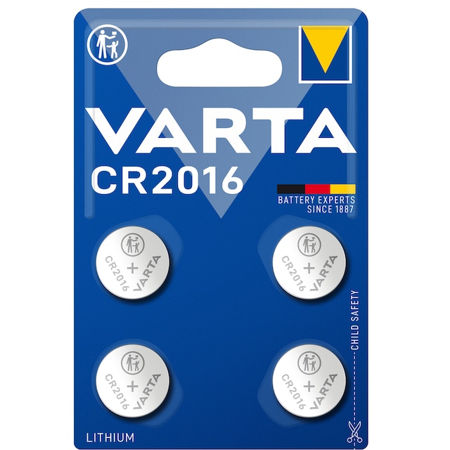 Varta CR 2016 batteri (4-pakning)