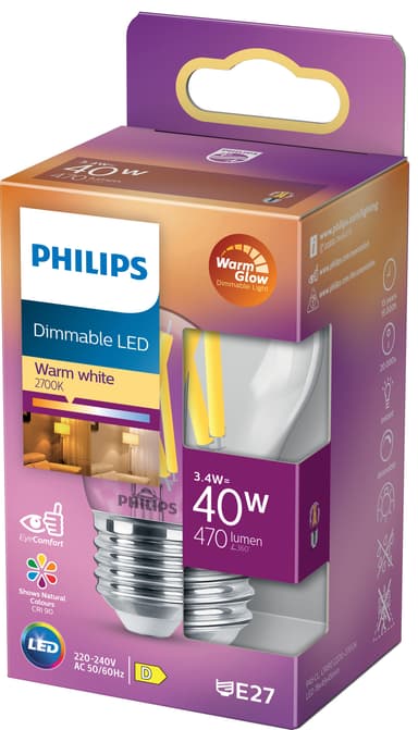 Philips Lustre LED pære 3W E27