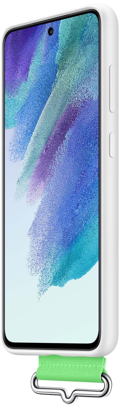 Samsung Galaxy S21 FE Silicone deksel med stropp (hvit)