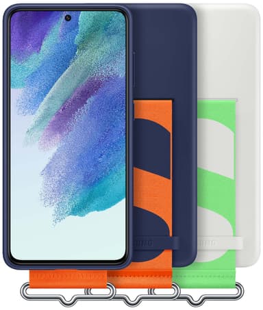 Samsung Galaxy S21 FE Silicone deksel med stropp (hvit)