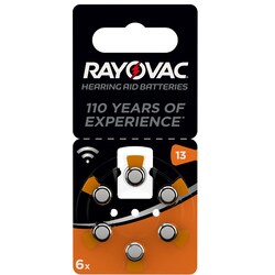 Varta Rayovac batteri til høreapparat 13 (6-pakning)