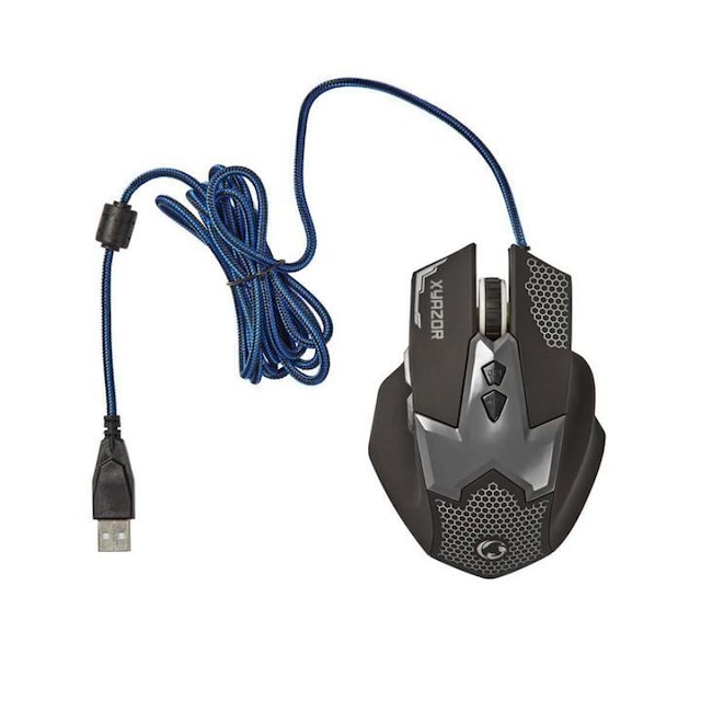 Nedis Gaming Mouse | Wired | 800 / 1200 / 1600 / 2400 dpi | Justerbar DPI | Antall knapper: 7 | Right-Handed | 1.50 m | LED