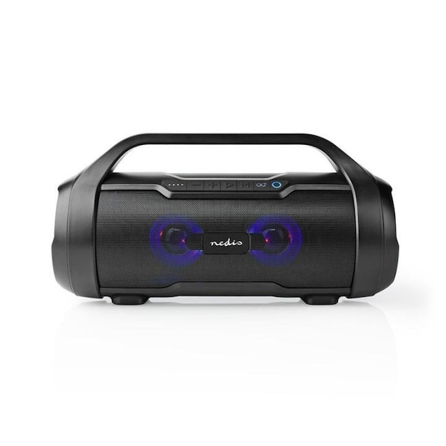 Nedis Bluetooth® Party Boombox | 6 timer | 2.0 | 120 W | Media avspilling: AUX / Micro SD / USB | IPX5 | Linkable | Bære håndtak | Party lys | Sort