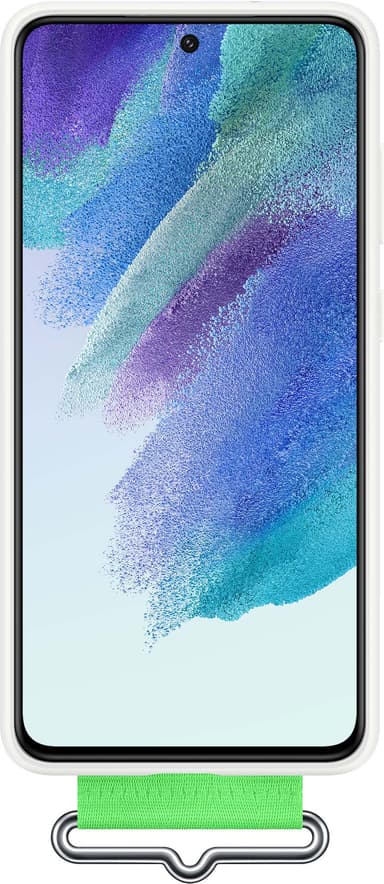 Samsung Galaxy S21 FE Silicone deksel med stropp (hvit)