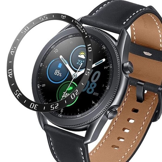 Klokkeramme til Samsung Galaxy Watch 3 45mm - Svart ring med hvite tegn