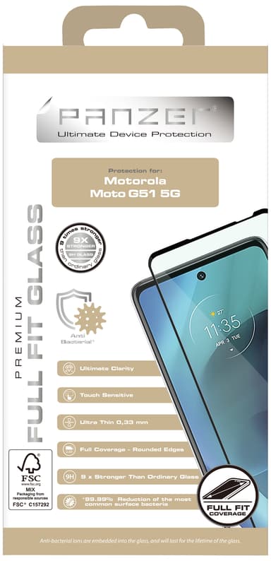 Panzer Full-Fit skjermbeskytter for Motorola Moto G51
