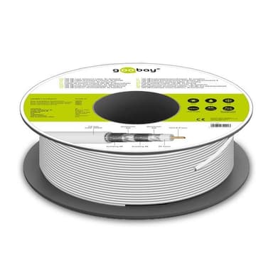 Goobay 120 dB koaksial antennekabel, 4x skjermet, CCS, hvit