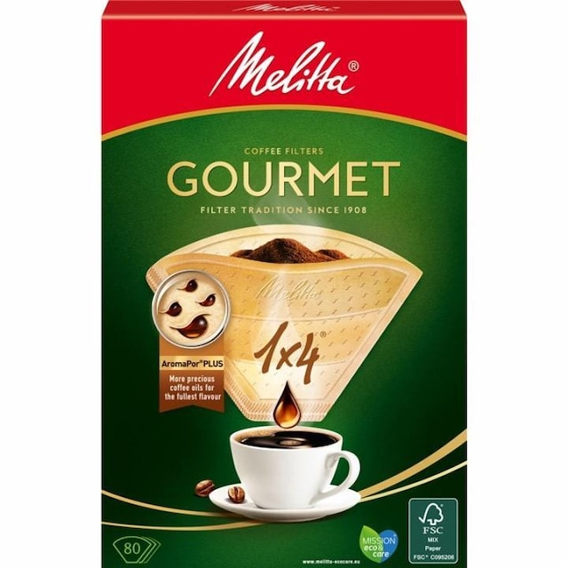 Melitta Kaffefilter Gourmet 1X4 Oblekt
