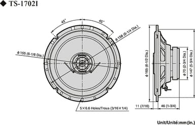 Pioneer TS-1702i 17 cm. høyttalere