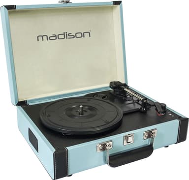 Madison Vintage Platespiller m. Bluetooth, lyseblå