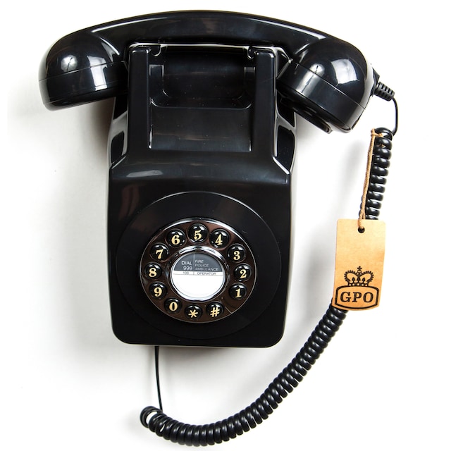 GPO 746 Retro Veggtelefon, Svart