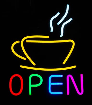 Neonskilt ""Coffee Open""