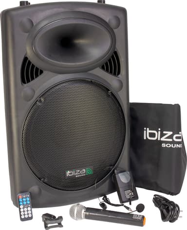 Ibiza bærbar høyttaler med 15"" bass (svart, 800 watt)