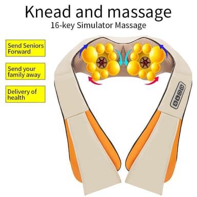 Elektrisk Shiatsu massasjepute med varme for nakke/skulder Beige