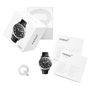 Fossil Q Hybrid smartklokke for menn (sort lær)