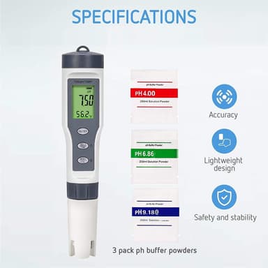Digitalt pH-meter som også måler TDS og temperatur