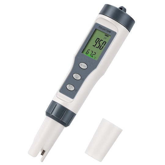 Digitalt pH-meter som også måler TDS og temperatur