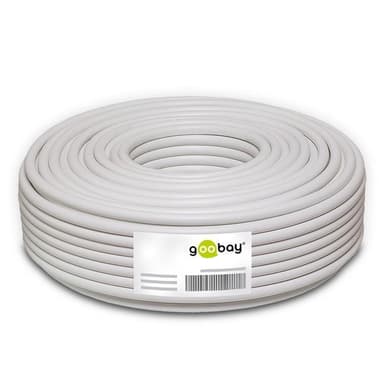 Goobay 100 dB koaksial antennekabel, 2x skjermet, CU, hvit