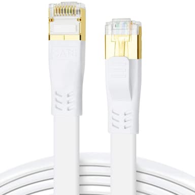 Ethernet Cat 8 flat nettverkskabel 1 meter hvit
