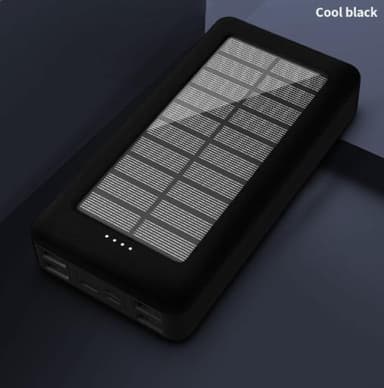 Solcellelader powerbank med solceller 20000 mAh Svart