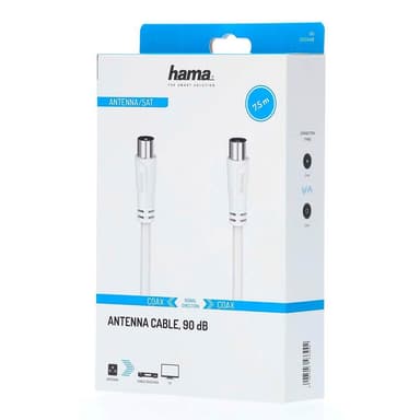 Hama 90dB antennekabel (hvit, 7,5 m)