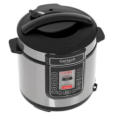 Gerlach Multifunksjonell Elektrisk Trykkoker GL 6412 Rustfritt stål/Svart, 6 L, Antall programmer 14, Lokk inkludert