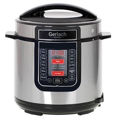Gerlach Multifunksjonell Elektrisk Trykkoker GL 6412 Rustfritt stål/Svart, 6 L, Antall programmer 14, Lokk inkludert