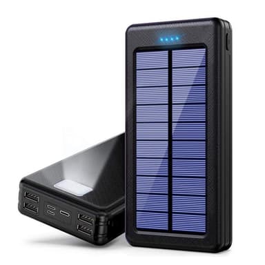 Solcellelader powerbank med solceller 20000 mAh Svart