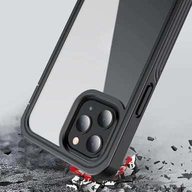 iPhone 13 Pro Max -deksel med skjermbeskytter PC / PET svart / grå