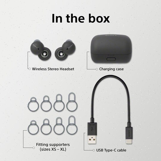 Sony LinkBuds helt trådløse in-ear hodetelefoner (grå)