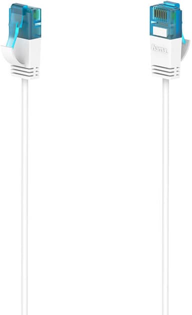 Hama Flexi-Slim Ethernet kabel CAT 6a, 10 Gbps U/UTP 0,75m (hvit)